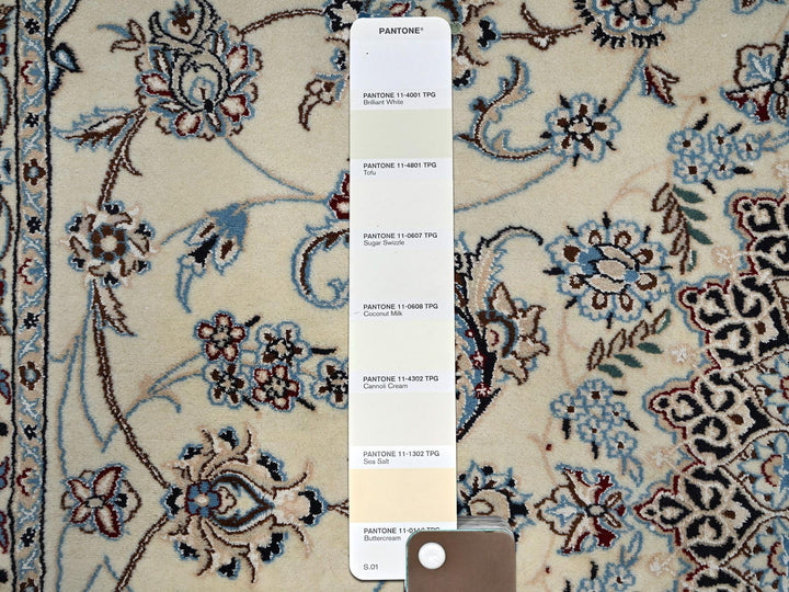 9'6" x 13'2" New Hand Knotted Ivory Wool & Silk Rectangle Oriental Rug - MOA1021456