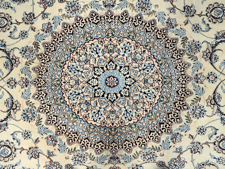 9'6" x 13'2" New Hand Knotted Ivory Wool & Silk Rectangle Oriental Rug - MOA1021456