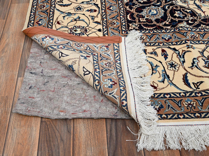 8'6" x 11'8" New Hand Knotted Ivory Wool & Silk Rectangle Oriental Rug - MOA1021458