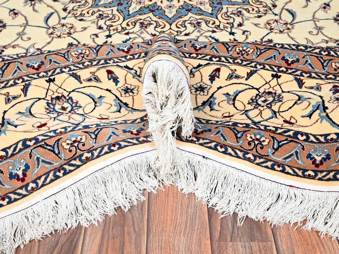 8'6" x 11'8" New Hand Knotted Ivory Wool & Silk Rectangle Oriental Rug - MOA1021458