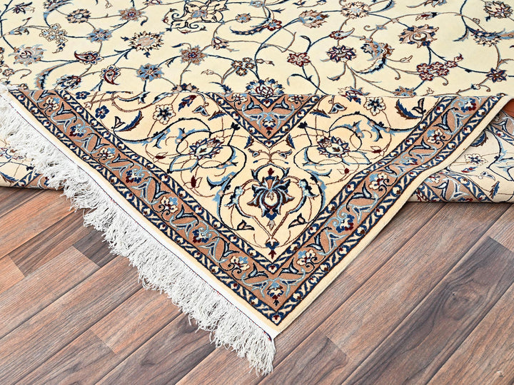 8'6" x 11'8" New Hand Knotted Ivory Wool & Silk Rectangle Oriental Rug - MOA1021458