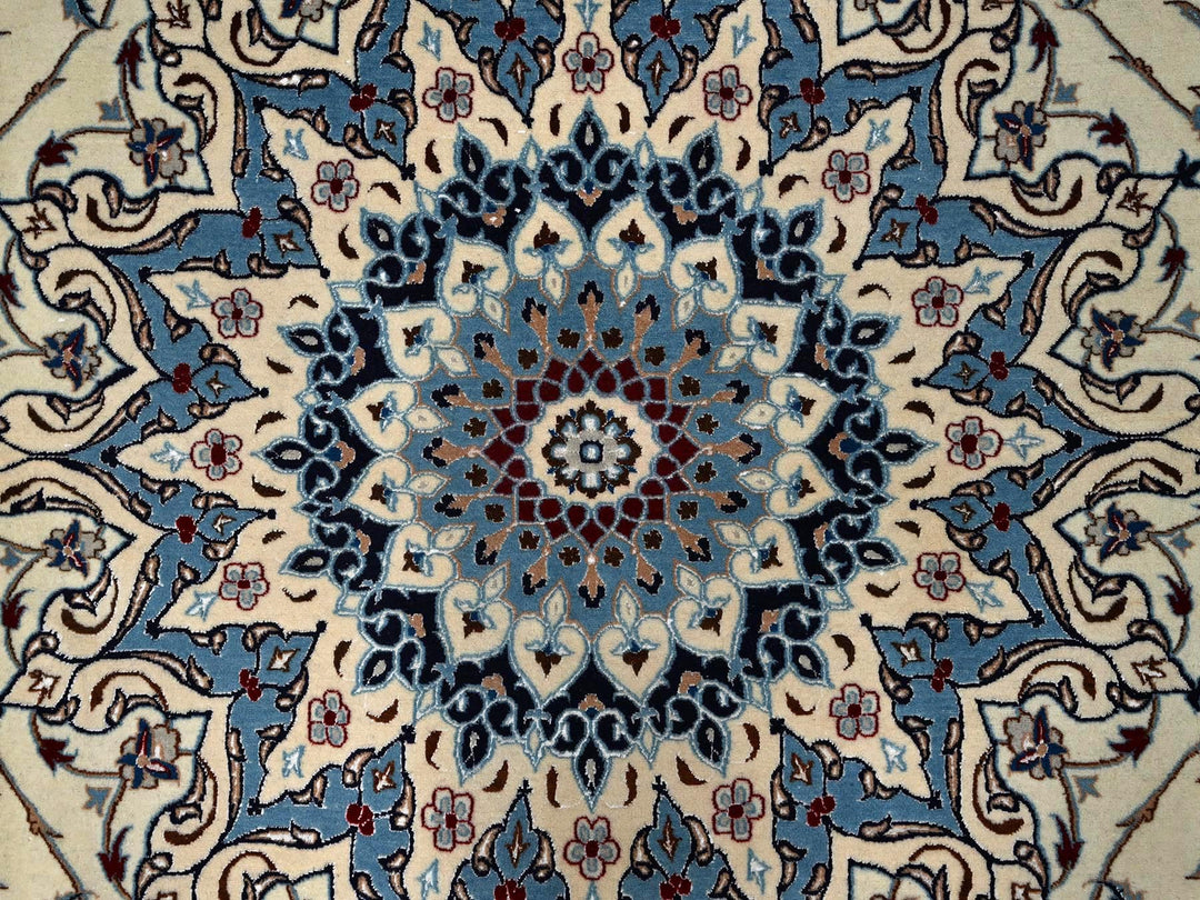 8'6" x 11'8" New Hand Knotted Ivory Wool & Silk Rectangle Oriental Rug - MOA1021458