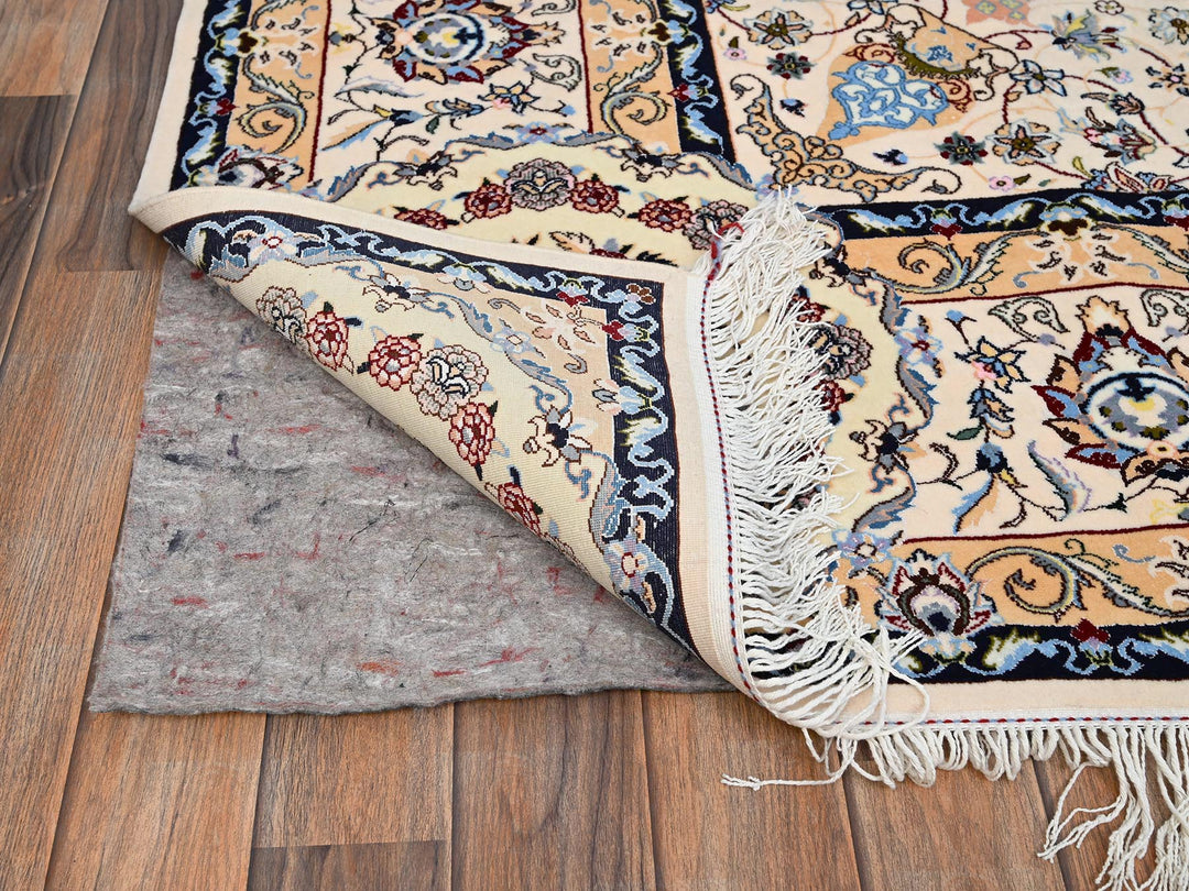 8'2" x 8'5" New Hand Knotted Ivory Wool & Silk Square Oriental Rug - MOA1021459