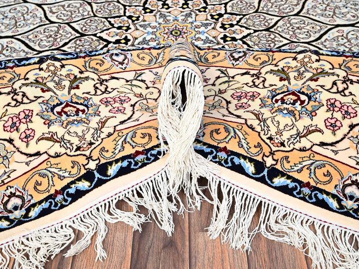 8'2" x 8'5" New Hand Knotted Ivory Wool & Silk Square Oriental Rug - MOA1021459