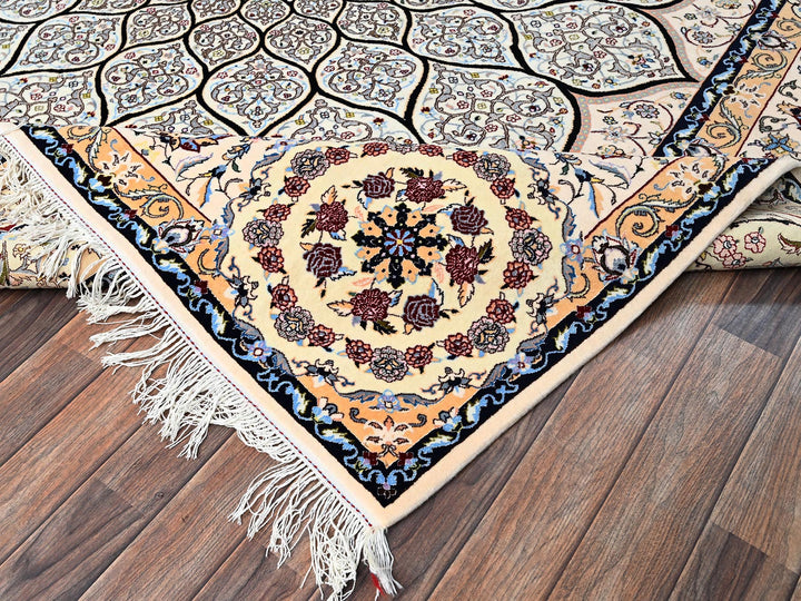 8'2" x 8'5" New Hand Knotted Ivory Wool & Silk Square Oriental Rug - MOA1021459