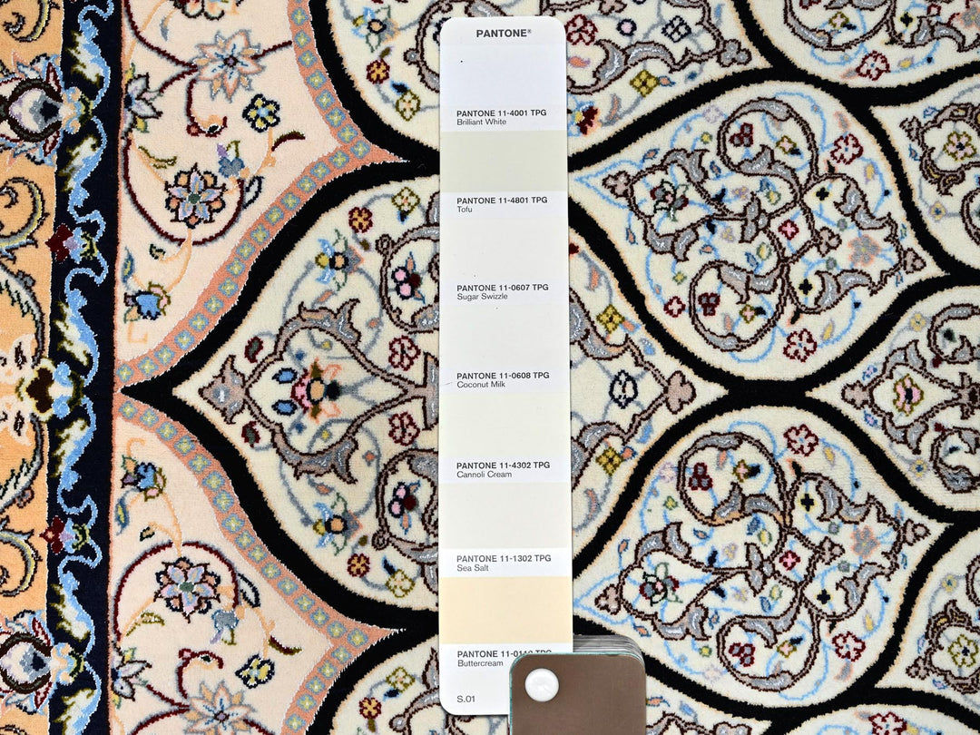 8'2" x 8'5" New Hand Knotted Ivory Wool & Silk Square Oriental Rug - MOA1021459