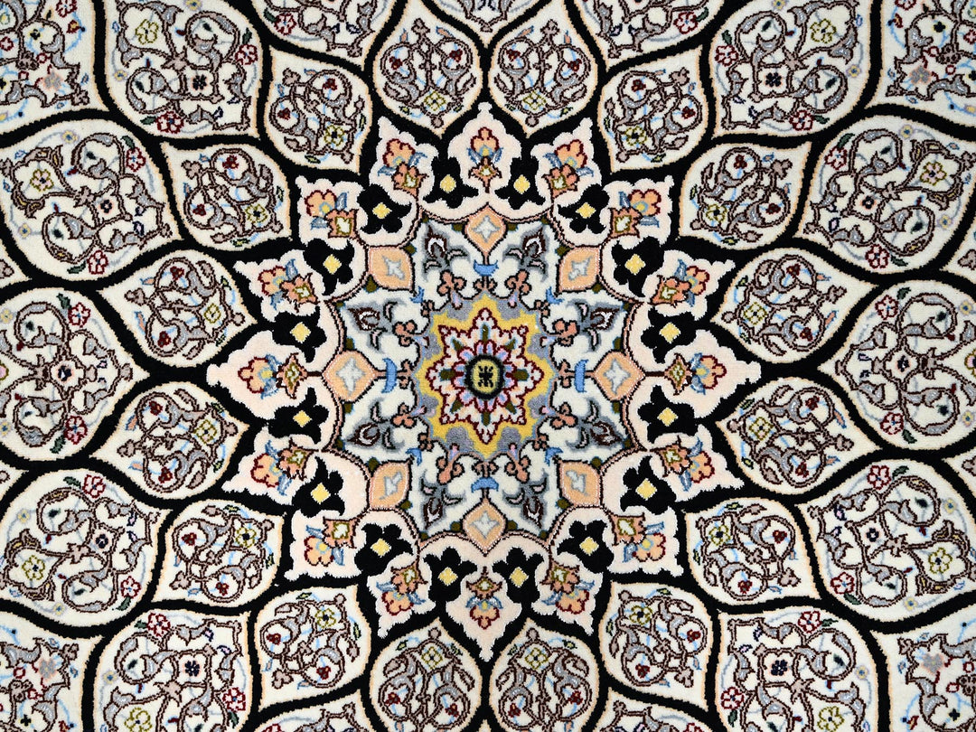 8'2" x 8'5" New Hand Knotted Ivory Wool & Silk Square Oriental Rug - MOA1021459