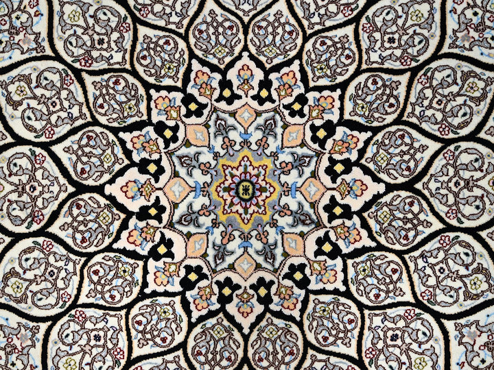 8'2" x 8'5" New Hand Knotted Ivory Wool & Silk Square Oriental Rug - MOA1021459