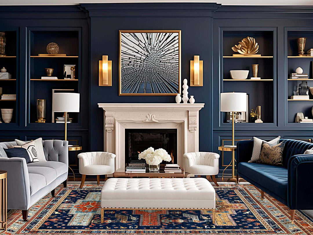 7'11" x 7'10" New Hand Knotted Blue Wool Square Oriental Rug - MOA102145