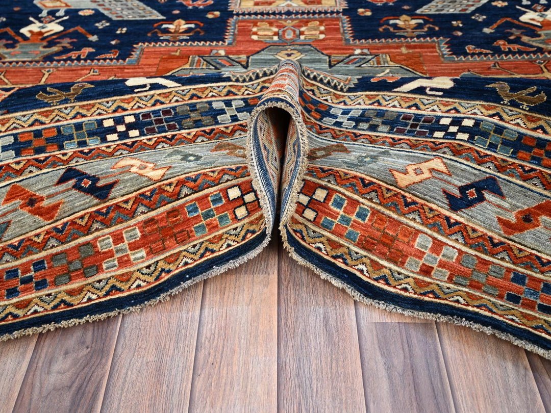 7'11" x 7'10" New Hand Knotted Blue Wool Square Oriental Rug - MOA102145