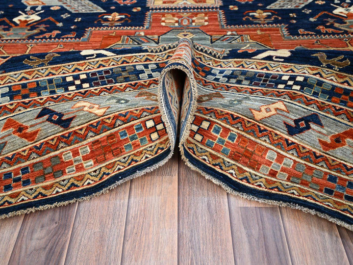 7'11" x 7'10" New Hand Knotted Blue Wool Square Oriental Rug - MOA102145