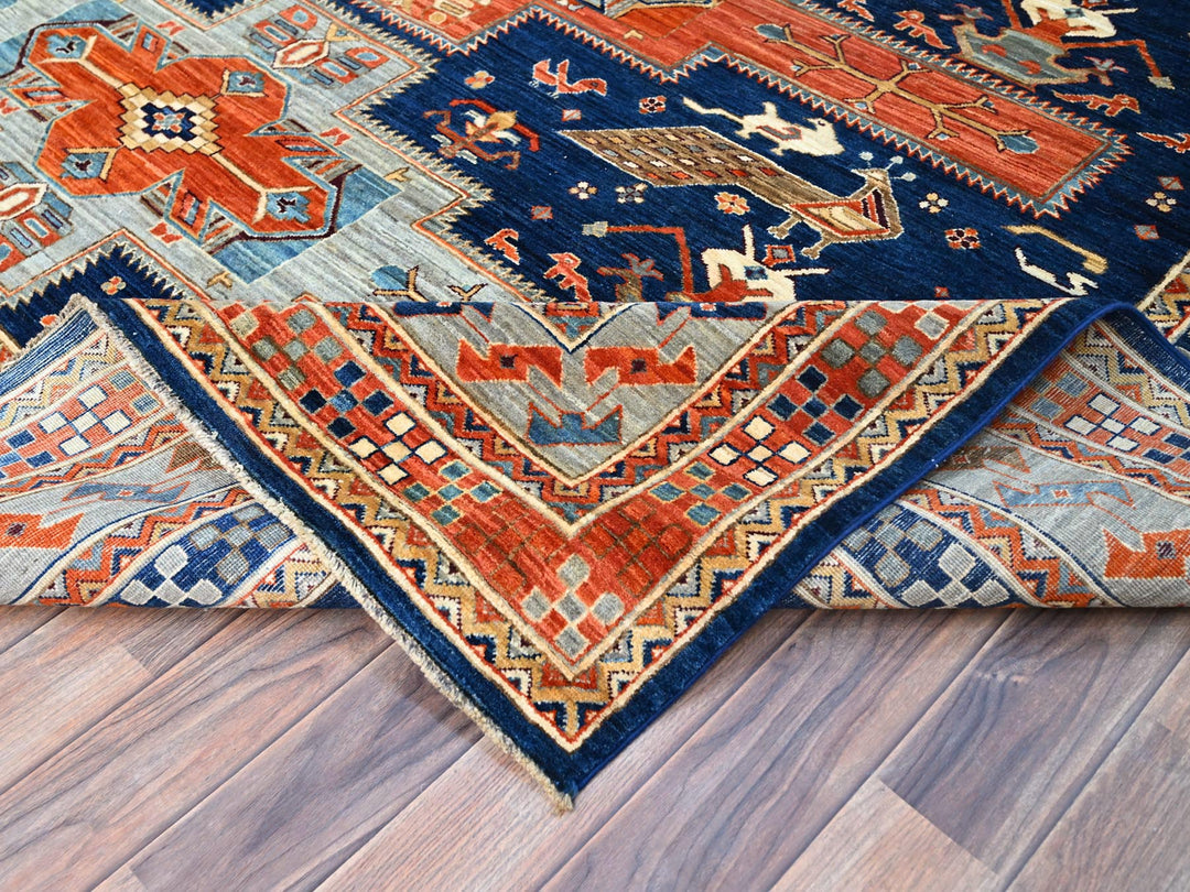 7'11" x 7'10" New Hand Knotted Blue Wool Square Oriental Rug - MOA102145