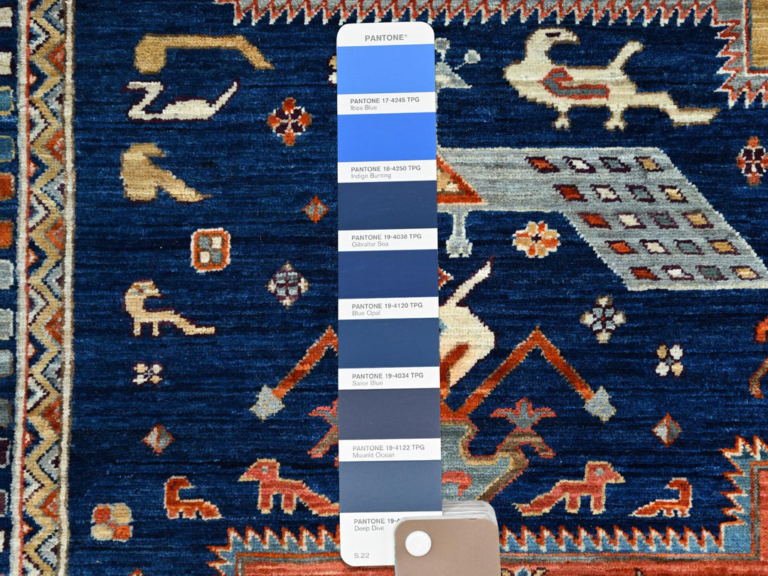 7'11" x 7'10" New Hand Knotted Blue Wool Square Oriental Rug - MOA102145