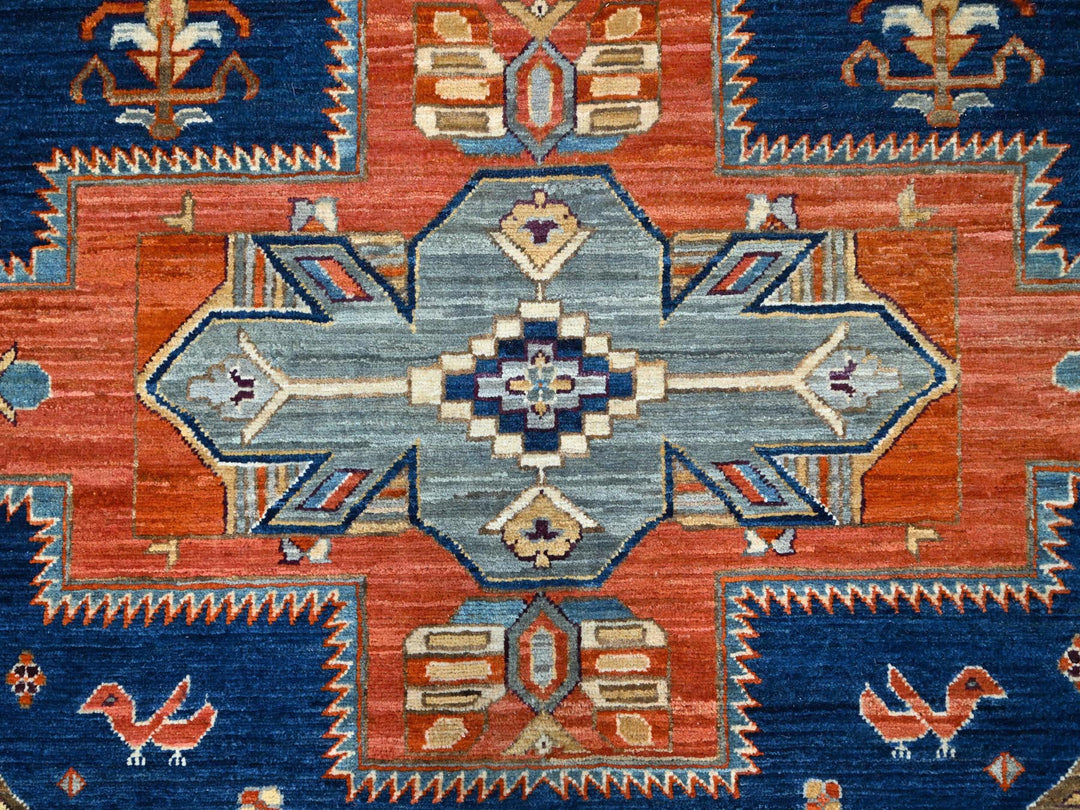 7'11" x 7'10" New Hand Knotted Blue Wool Square Oriental Rug - MOA102145