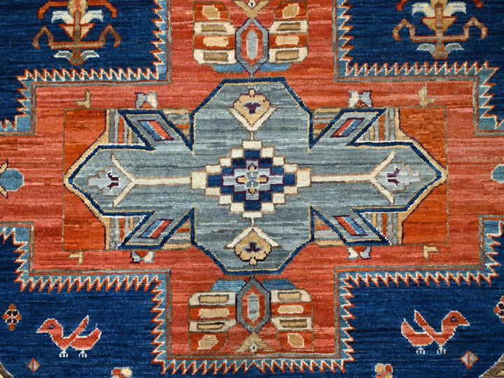 7'11" x 7'10" New Hand Knotted Blue Wool Square Oriental Rug - MOA102145