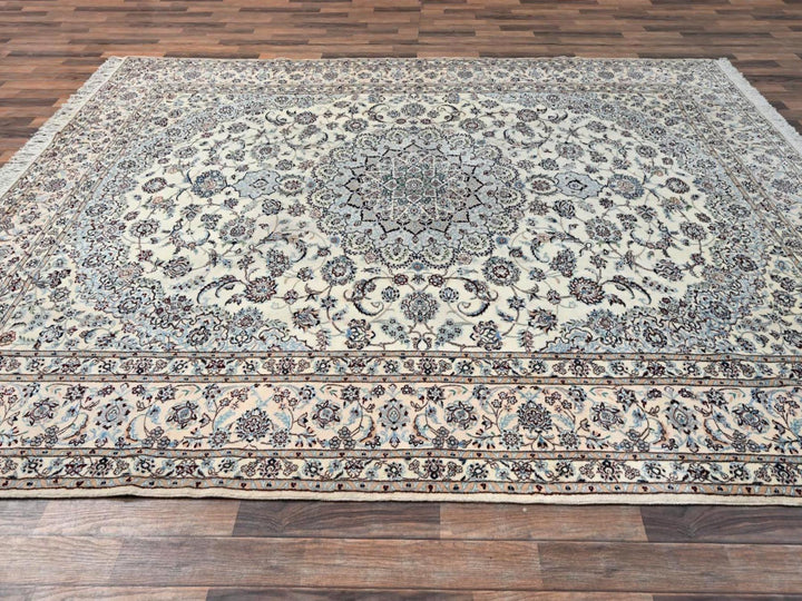 8'2" x 11'8" New Hand Knotted Ivory Wool & Silk Rectangle Oriental Rug - MOA1021460