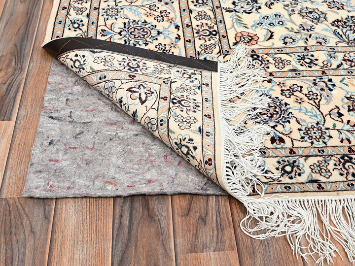 8'2" x 11'8" New Hand Knotted Ivory Wool & Silk Rectangle Oriental Rug - MOA1021460