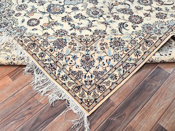 8'2" x 11'8" New Hand Knotted Ivory Wool & Silk Rectangle Oriental Rug - MOA1021460