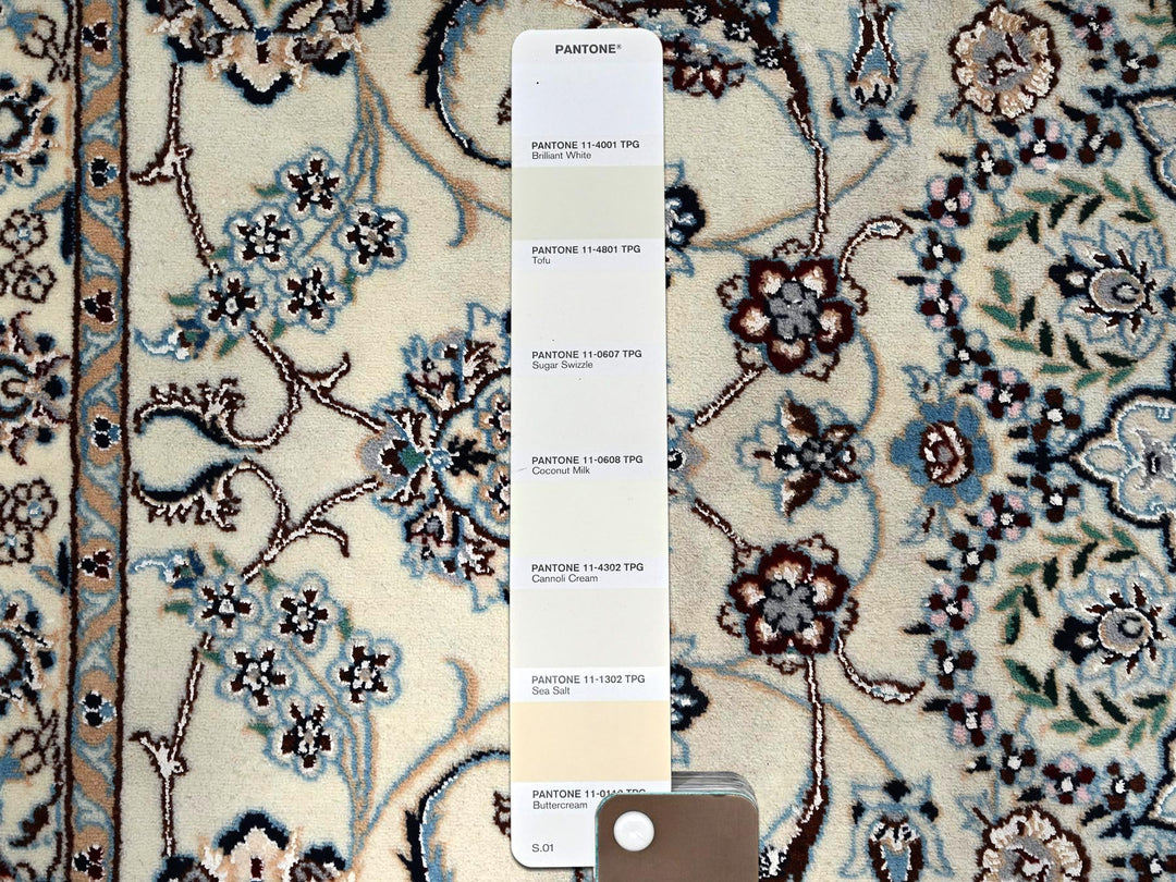 8'2" x 11'8" New Hand Knotted Ivory Wool & Silk Rectangle Oriental Rug - MOA1021460