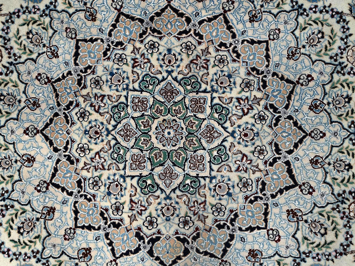 8'2" x 11'8" New Hand Knotted Ivory Wool & Silk Rectangle Oriental Rug - MOA1021460