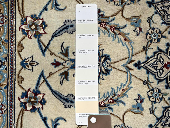 9'6" x 13'4" New Hand Knotted Ivory Wool & Silk Rectangle Oriental Rug - MOA1021461