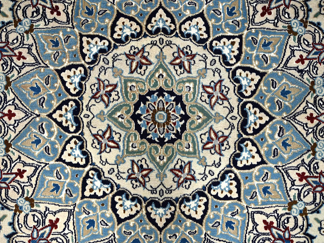 9'6" x 13'4" New Hand Knotted Ivory Wool & Silk Rectangle Oriental Rug - MOA1021461