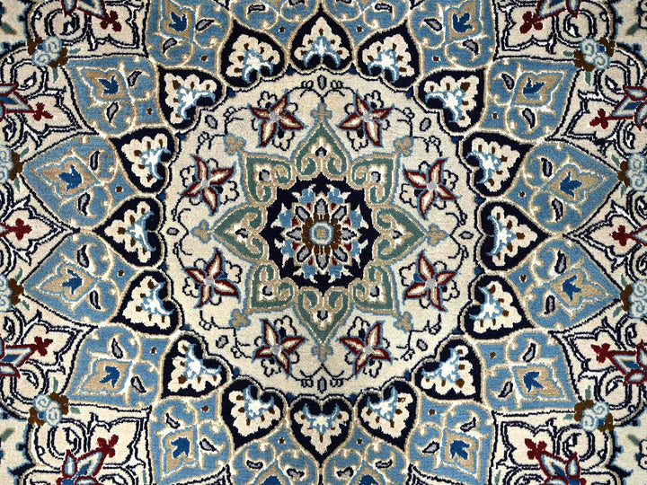 9'6" x 13'4" New Hand Knotted Ivory Wool & Silk Rectangle Oriental Rug - MOA1021461