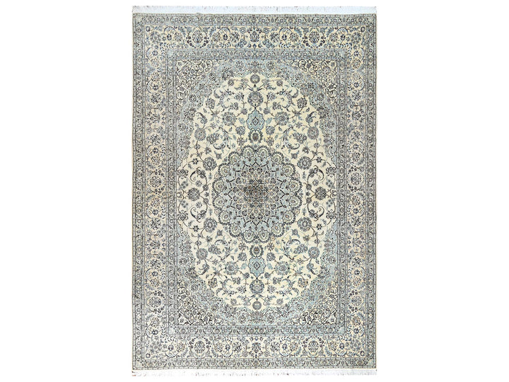 9'11" x 14'2" New Hand Knotted Ivory Wool & Silk Rectangle Oriental Rug - MOA1021462