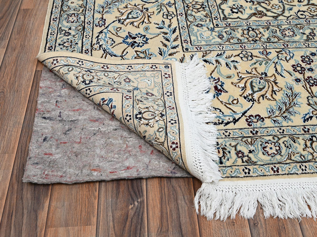 9'11" x 14'2" New Hand Knotted Ivory Wool & Silk Rectangle Oriental Rug - MOA1021462