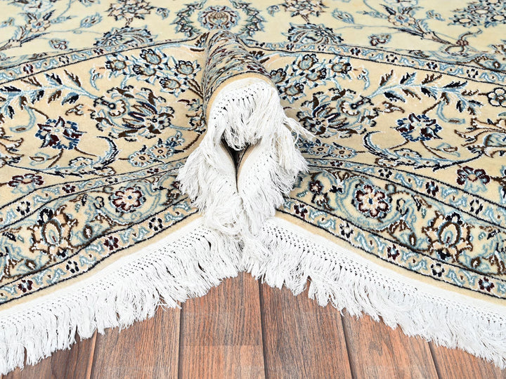 9'11" x 14'2" New Hand Knotted Ivory Wool & Silk Rectangle Oriental Rug - MOA1021462