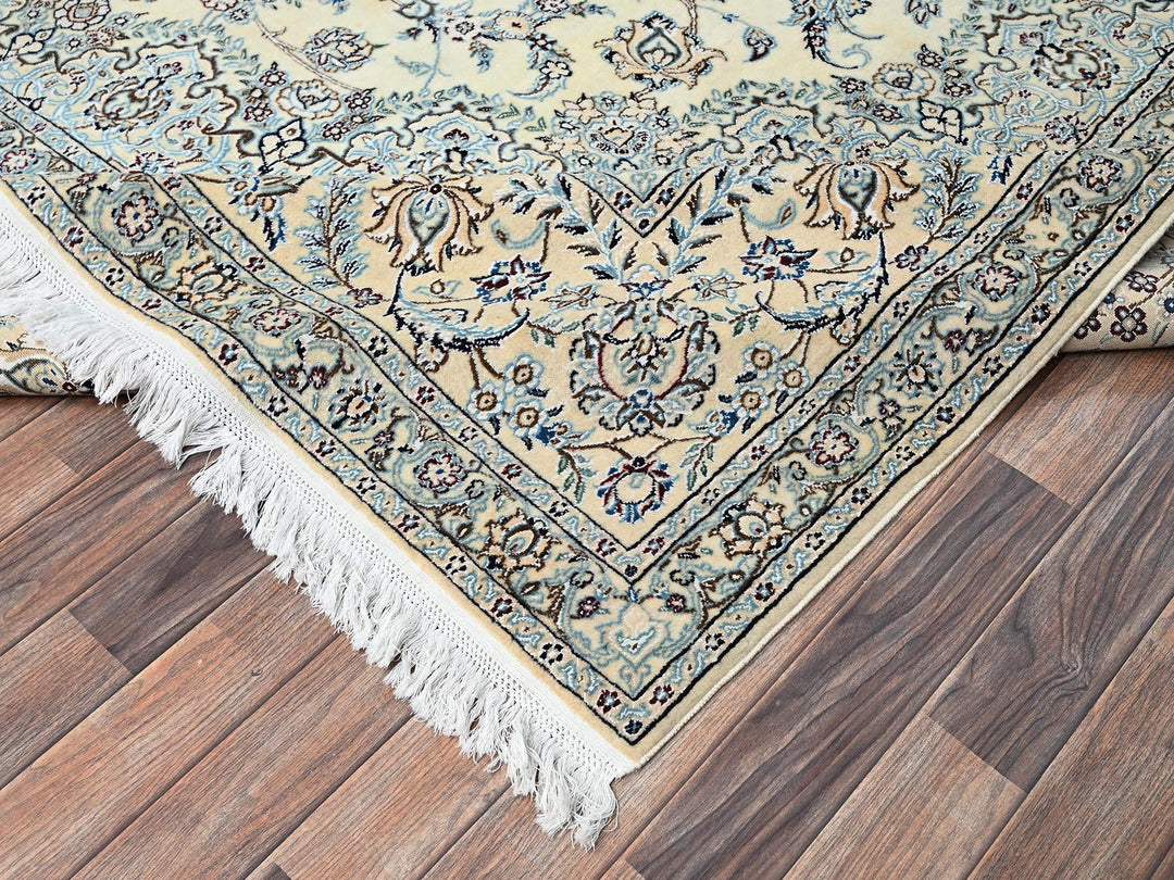 9'11" x 14'2" New Hand Knotted Ivory Wool & Silk Rectangle Oriental Rug - MOA1021462