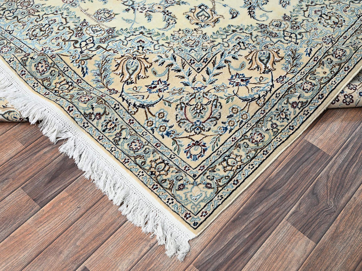 9'11" x 14'2" New Hand Knotted Ivory Wool & Silk Rectangle Oriental Rug - MOA1021462