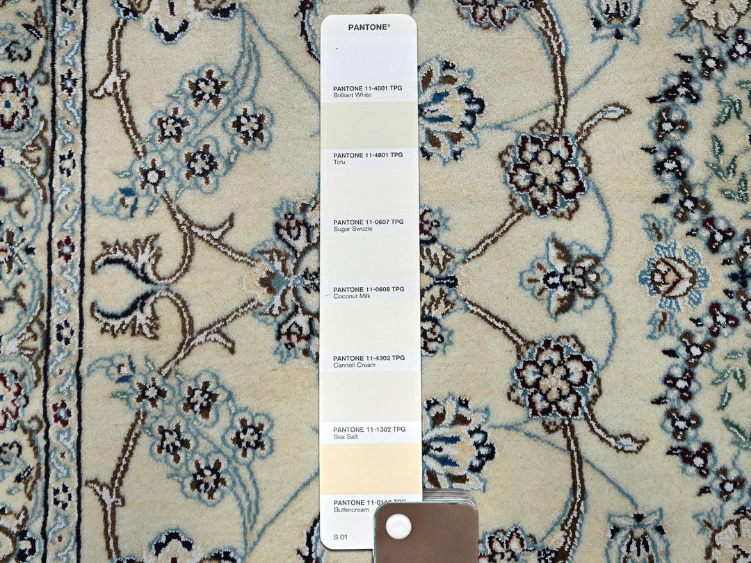 9'11" x 14'2" New Hand Knotted Ivory Wool & Silk Rectangle Oriental Rug - MOA1021462