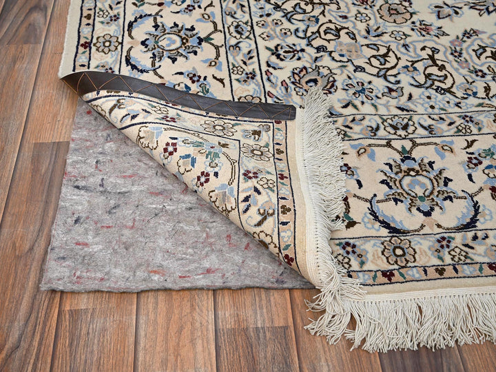 6'9" x 10'2" New Hand Knotted Ivory Wool & Silk Rectangle Oriental Rug - MOA1021463