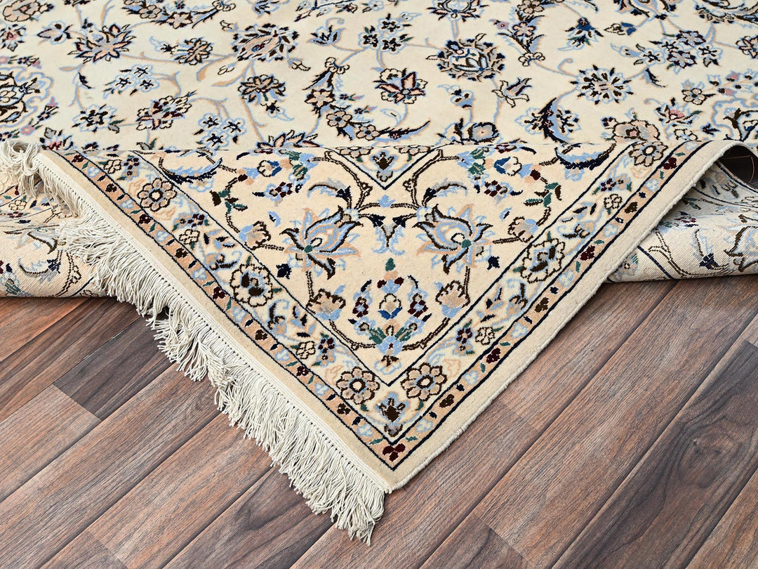 6'9" x 10'2" New Hand Knotted Ivory Wool & Silk Rectangle Oriental Rug - MOA1021463