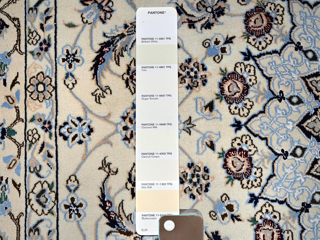 6'9" x 10'2" New Hand Knotted Ivory Wool & Silk Rectangle Oriental Rug - MOA1021463