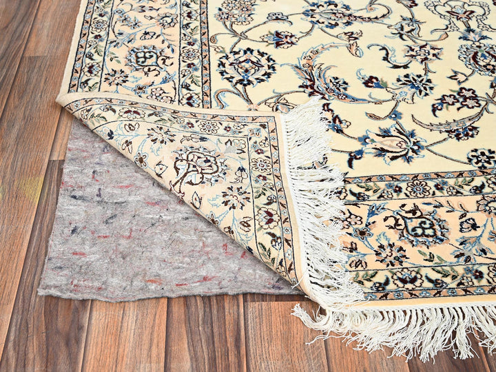 5'1" x 7'8" New Hand Knotted Ivory Wool & Silk Rectangle Oriental Rug - MOA1021464