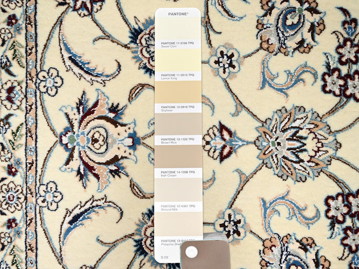 5'1" x 7'8" New Hand Knotted Ivory Wool & Silk Rectangle Oriental Rug - MOA1021464