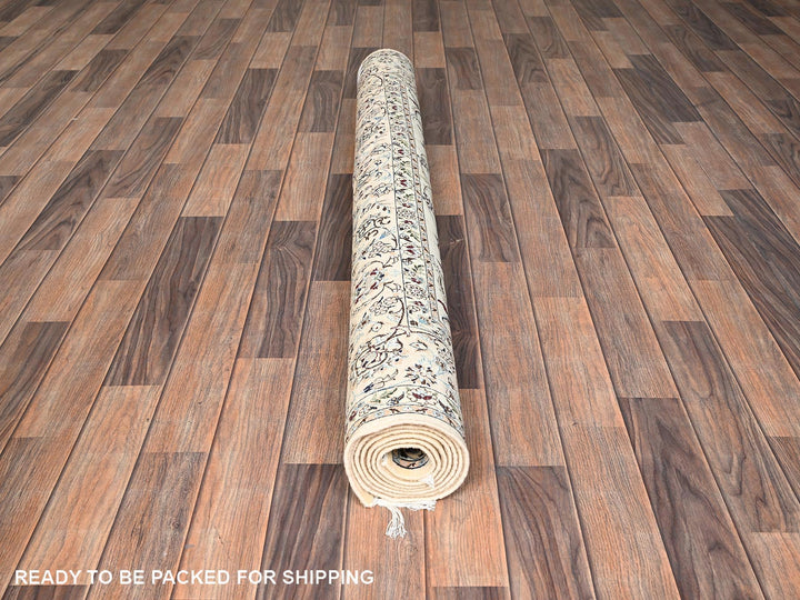 5'1" x 7'8" New Hand Knotted Ivory Wool & Silk Rectangle Oriental Rug - MOA1021464