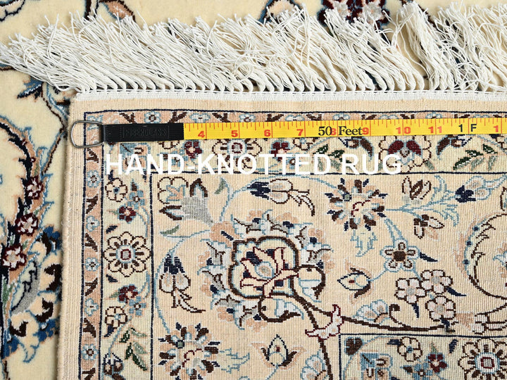 5'1" x 7'8" New Hand Knotted Ivory Wool & Silk Rectangle Oriental Rug - MOA1021464