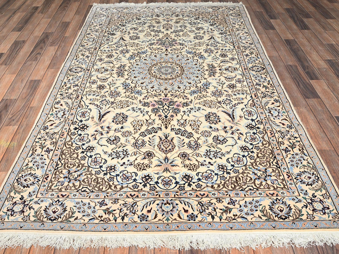 5'0" x 8'3" New Hand Knotted Ivory Wool & Silk Rectangle Oriental Rug - MOA1021465