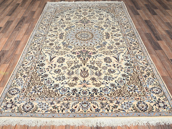 5'0" x 8'3" New Hand Knotted Ivory Wool & Silk Rectangle Oriental Rug - MOA1021465