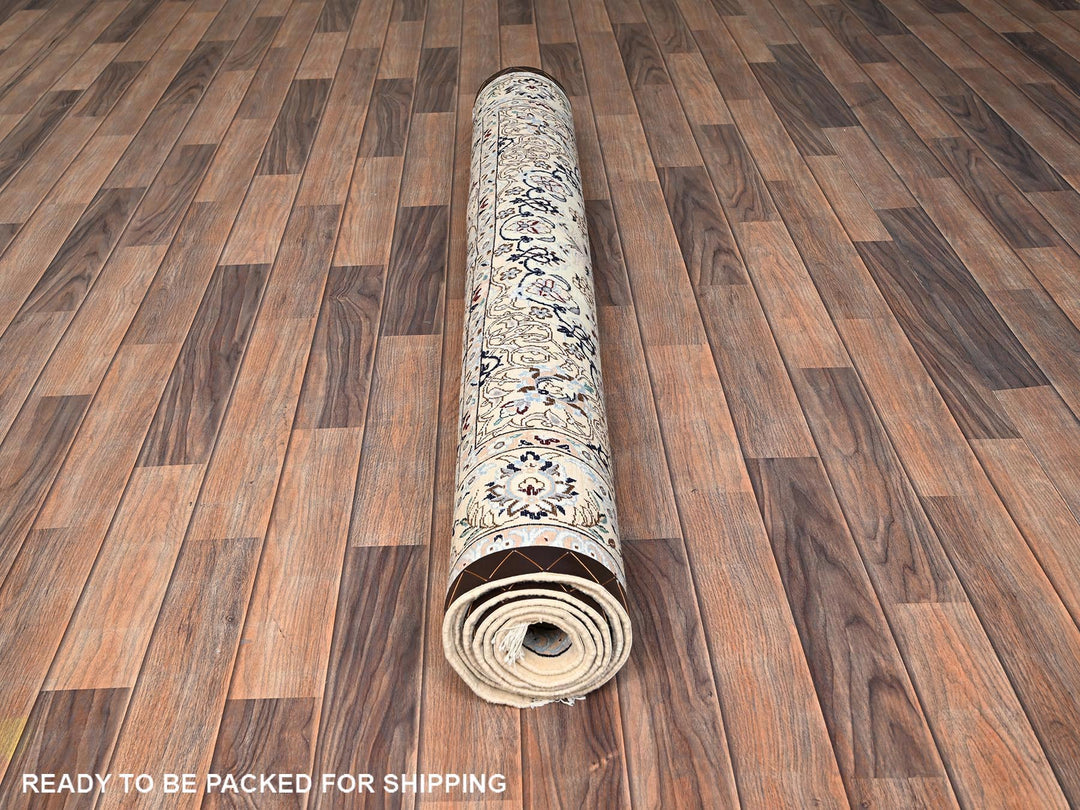 5'0" x 8'3" New Hand Knotted Ivory Wool & Silk Rectangle Oriental Rug - MOA1021465