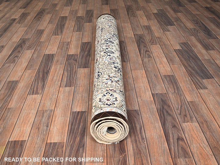 5'0" x 8'3" New Hand Knotted Ivory Wool & Silk Rectangle Oriental Rug - MOA1021465