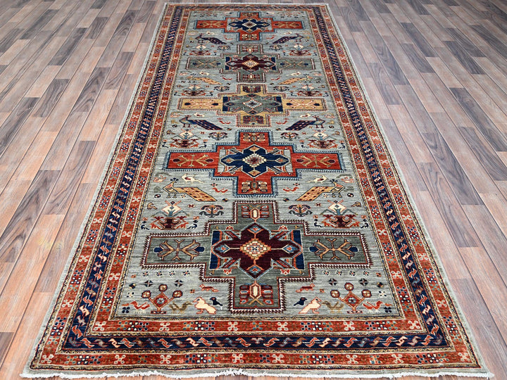 4'1" x 9'10" New Hand Knotted Grey Wool Runner Oriental Rug - MOA102146