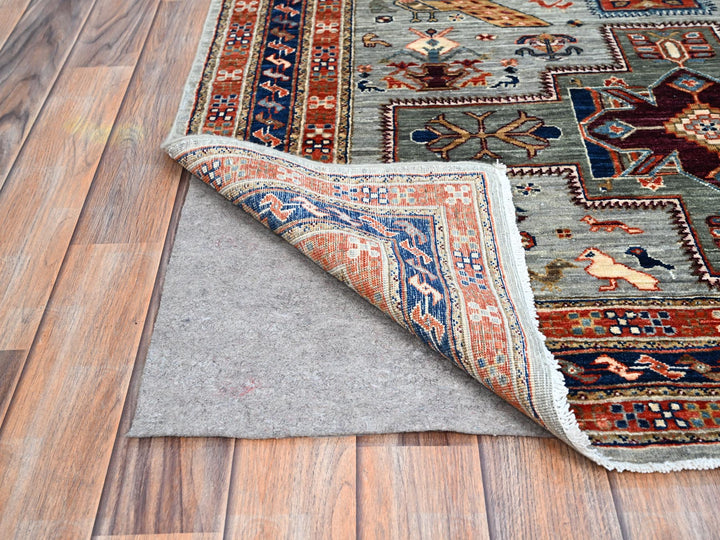 4'1" x 9'10" New Hand Knotted Grey Wool Runner Oriental Rug - MOA102146