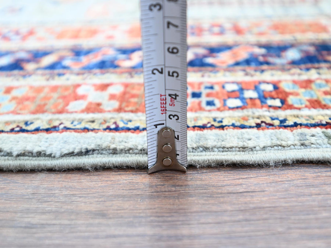 4'1" x 9'10" New Hand Knotted Grey Wool Runner Oriental Rug - MOA102146