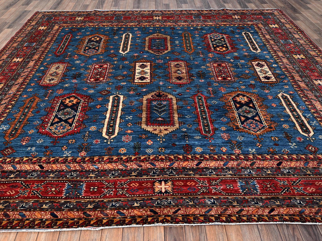 9'6" x 10'2" New Hand Knotted Blue Wool Square Oriental Rug - MOA1021475