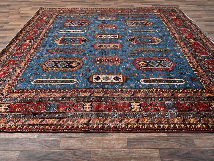 9'6" x 10'2" New Hand Knotted Blue Wool Square Oriental Rug - MOA1021475