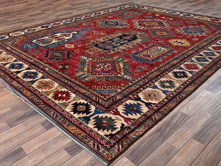 9'2" x 11'5" New Hand Knotted Red Wool Rectangle Oriental Rug - MOA1021476